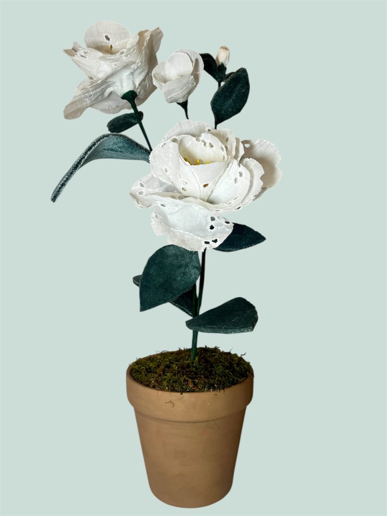Handcrafted White Camellia in Pot