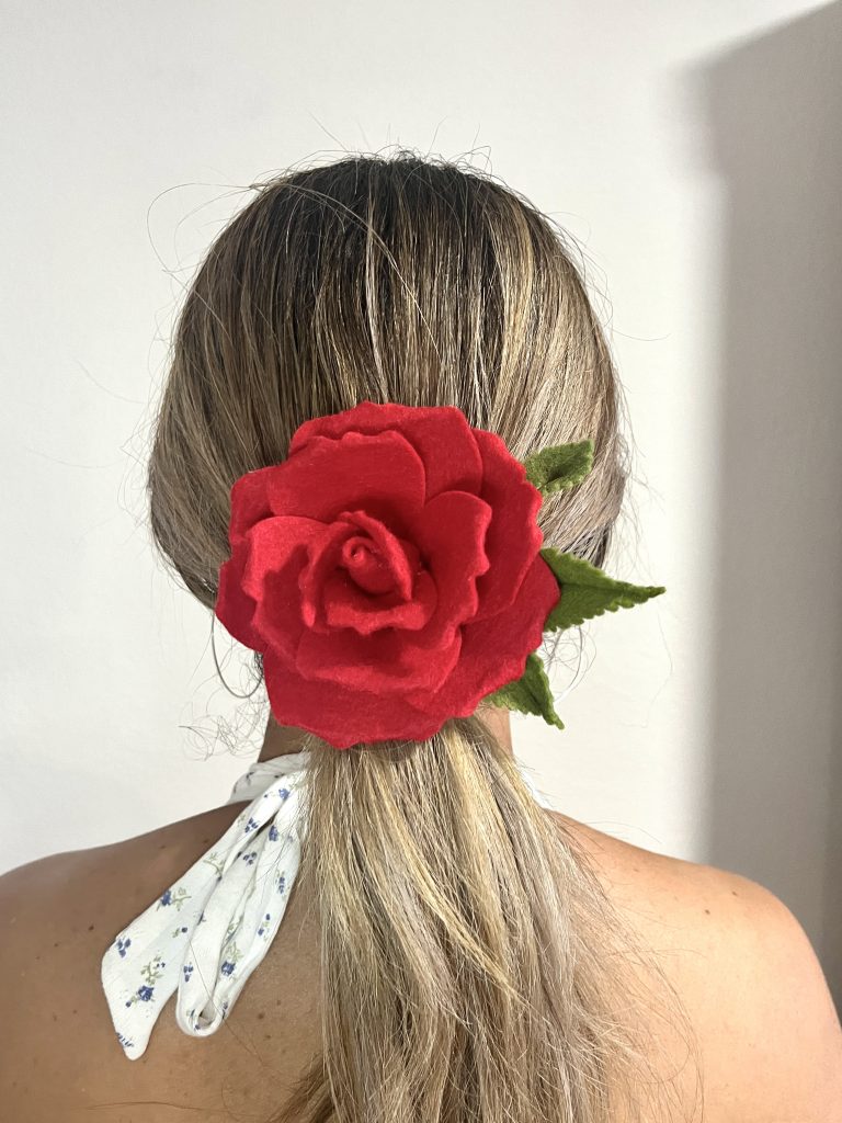 Red Rose Hair Clip - Bloomed