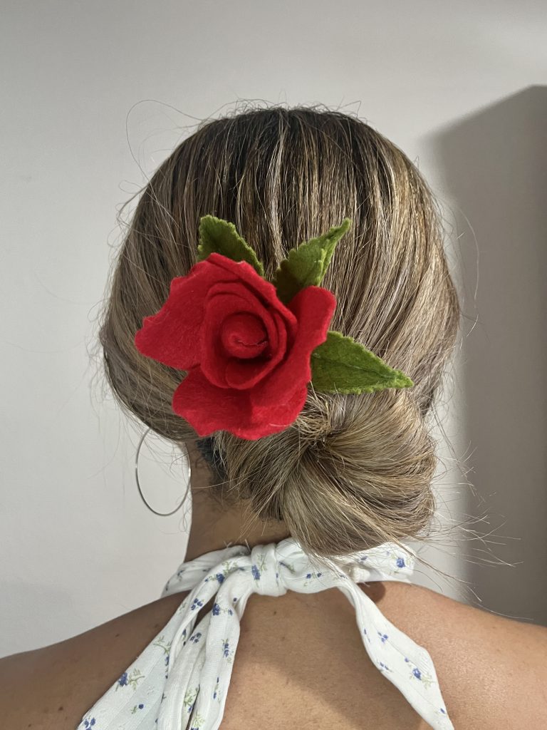 Red Rose Hair Clip - Bloomed