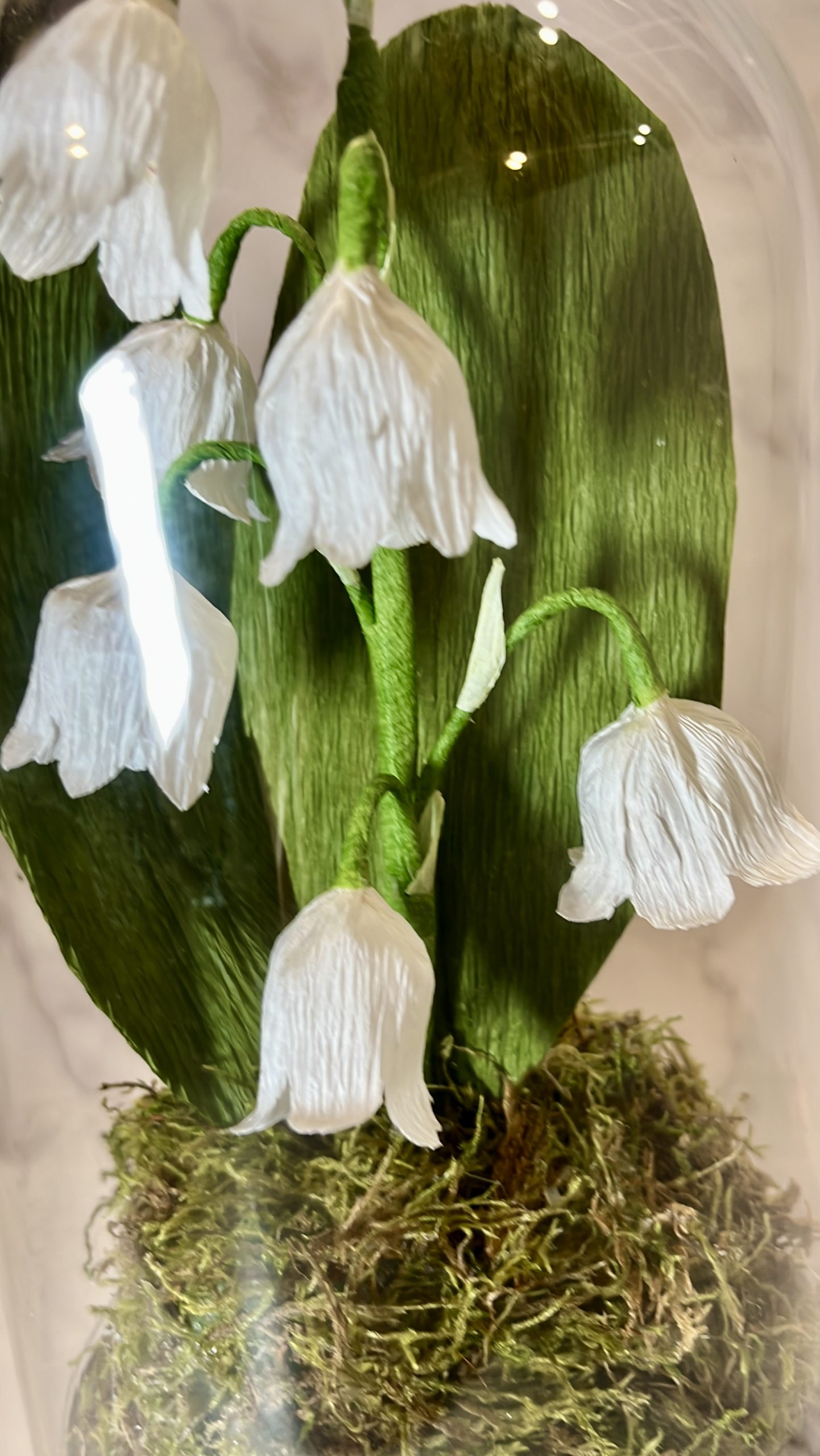 Handcrafted Lily of the Valley in Glass Cloche - Image 4