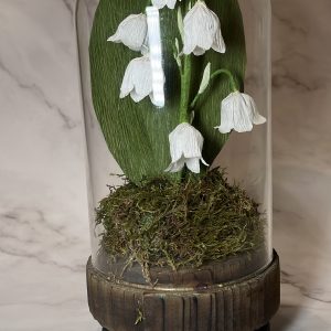 Handcrafted Lily of the Valley in Glass Cloche