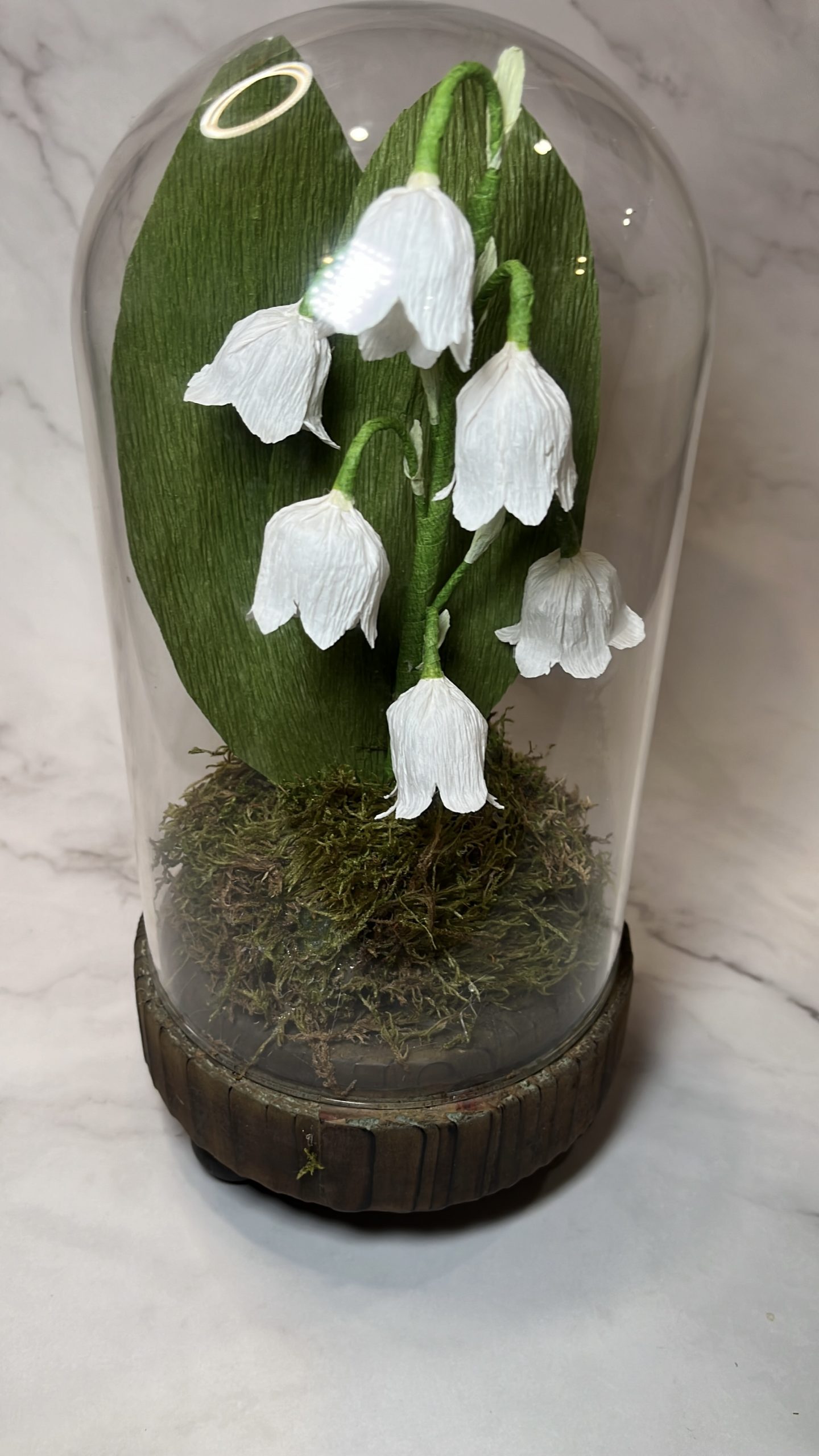 Handcrafted Lily of the Valley in Glass Cloche - Image 2