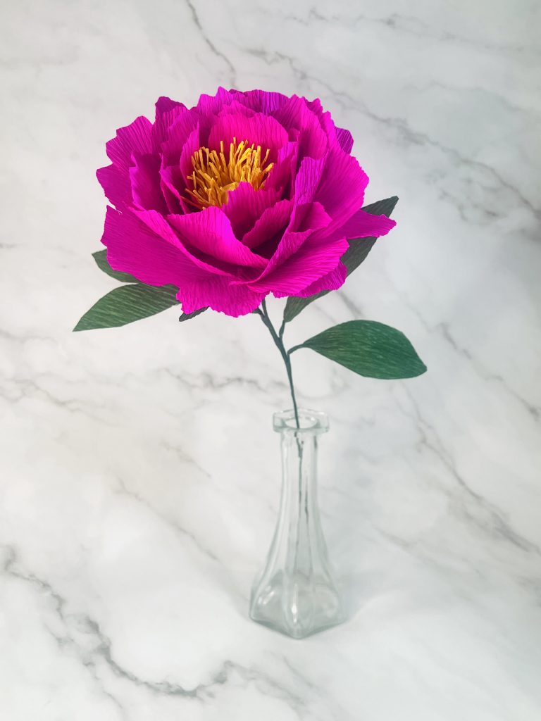 Crepe Paper Hot Pink Bloomed Peony