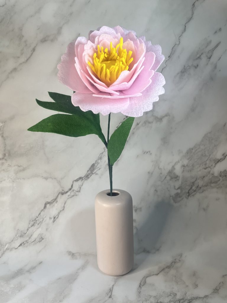Felt Soft Pink Bloomed Peony