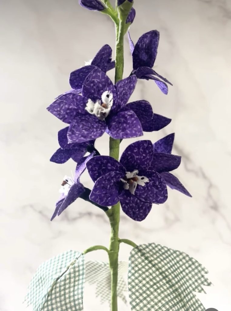 Purple Fabric Larkspur/Delphinium Stem Flower